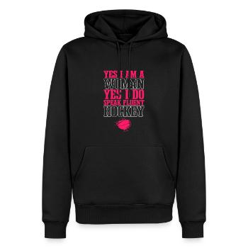Hockey Frauen Lustiges Eishockey - Männer Premium Bio Hoodie - Schwarz - Vorne - Nico (187cm)