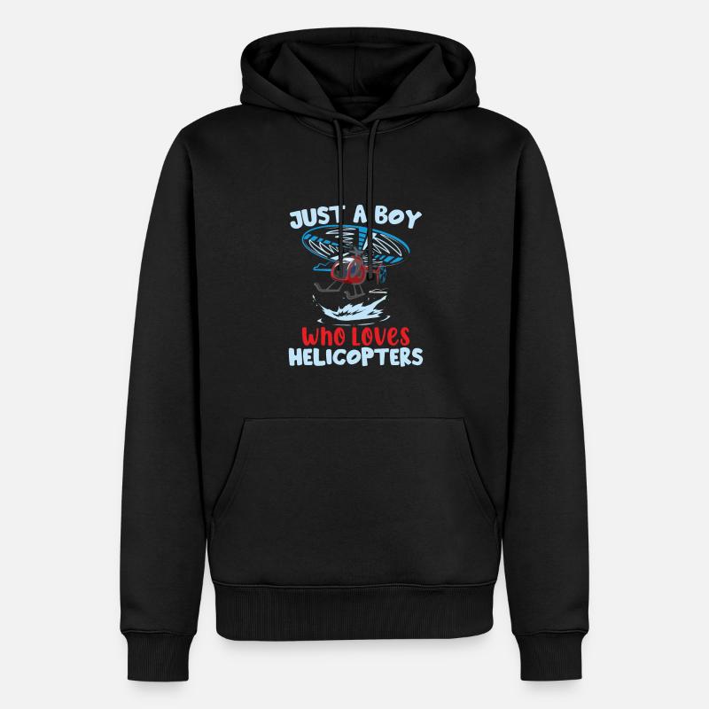 Junge Hubschrauberpilot - Männer Premium Bio Hoodie - Schwarz