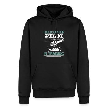 Drôle de pilote d’hélicoptère - Sweat à capuche Premium bio Homme - noir - Devant - Nico (187cm)