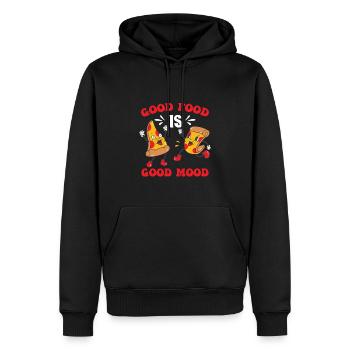Gutes Essen ist gute Laune Pizza Fast Food - Männer Premium Bio Hoodie - Schwarz - Vorne - Nico (187cm)