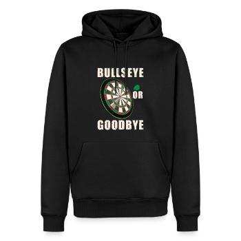 Volltreffer oder Auf Wiedersehen | Dartspieler - Männer Premium Bio Hoodie - Schwarz - Vorne - Nico (187cm)
