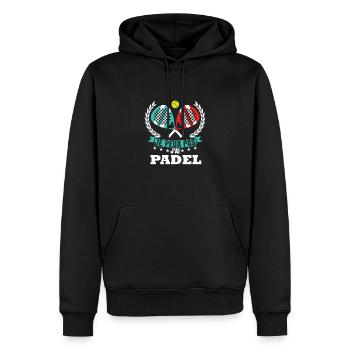 Joueur De Padel Dicton Drôle - Sweat à capuche Premium bio Homme - noir - Devant - Nico (187cm)
