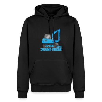 Pelleteuse Annonce De La Grossesse Grand Frère - Sweat à capuche Premium bio Homme - noir - Devant - Nico (187cm)