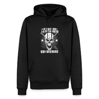 Je Suis Un Jardinier Qui Déchire Jardin Jardinage - Sweat à capuche Premium bio Homme - noir - Devant - Nico (187cm)
