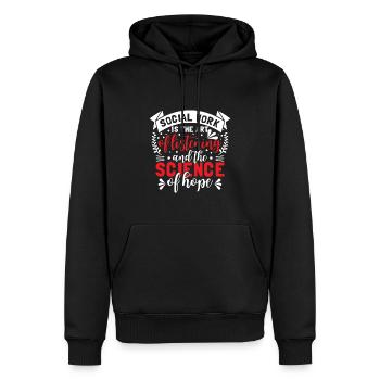 Soziale Arbeit ist die Kunst des Zuhörens - Männer Premium Bio Hoodie - Schwarz - Vorne - Nico (187cm)