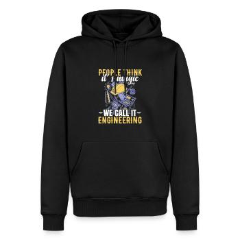 Drôle d’ingénieur scientifique - Sweat à capuche Premium bio Homme - noir - Devant - Nico (187cm)