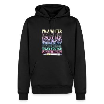 Auteur de livres Romancier | Je suis un écrivain - Sweat à capuche Premium bio Homme - noir - Devant - Nico (187cm)