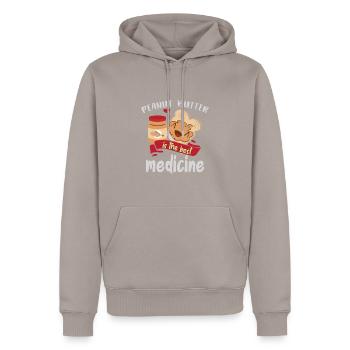 Le beurre de cacahuète est le meilleur médicament - Sweat à capuche Premium bio Homme - taupe - Devant - Nico (187cm)