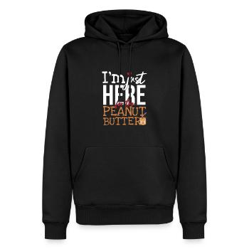 Ici pour le beurre de cacahuète - Sweat à capuche Premium bio Homme - noir - Devant - Nico (187cm)