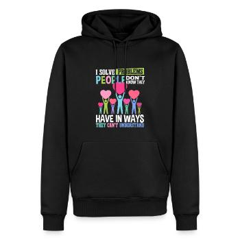 Travailleur social drôle - Sweat à capuche Premium bio Homme - noir - Devant - Nico (187cm)