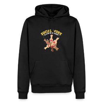 Le travail social est un travail de cœur - Sweat à capuche Premium bio Homme - noir - Devant - Nico (187cm)