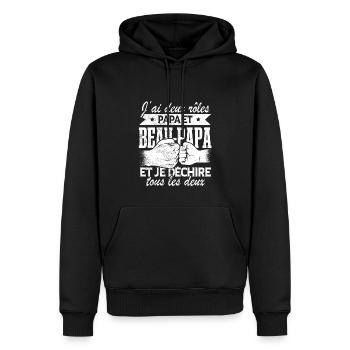 Papa Et Beau Papa - Sweat à capuche Premium bio Homme - noir - Devant - Nico (187cm)