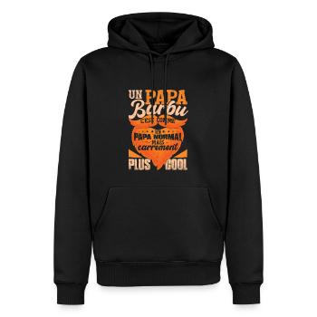 Un Papa Barbu - Sweat à capuche Premium bio Homme - noir - Devant - Nico (187cm)