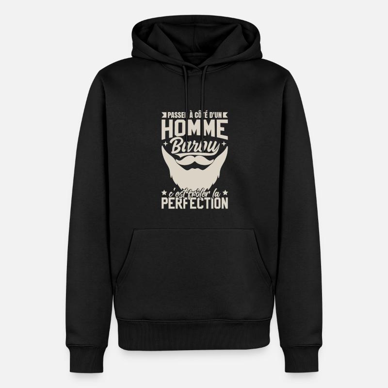 Barbe Homme - Sweat à capuche Premium bio Homme - noir