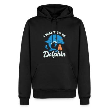 Je veux être un dauphin - Sweat à capuche Premium bio Homme - noir - Devant - Nico (187cm)