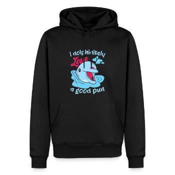 Drôle d’humour de dauphin - Sweat à capuche Premium bio Homme - noir - Devant - Nico (187cm)
