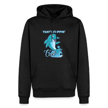 Das ist Flippin' Cool | Niedlicher Delfin - Männer Premium Bio Hoodie - Schwarz - Vorne - Nico (187cm)