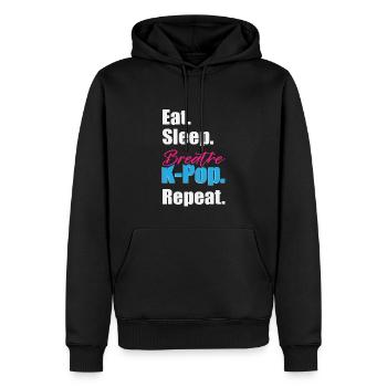 Eat Sleep K-Pop Wiederholung - Männer Premium Bio Hoodie - Schwarz - Vorne - Nico (187cm)