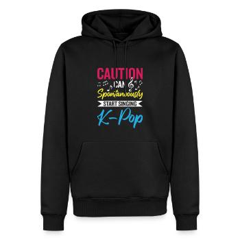Peut spontanément commencer à chanter de la K-pop - Sweat à capuche Premium bio Homme - noir - Devant - Nico (187cm)