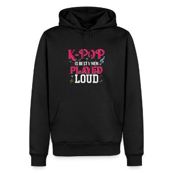 La K-pop est meilleure lorsqu’elle est jouée fort - Sweat à capuche Premium bio Homme - noir - Devant - Nico (187cm)