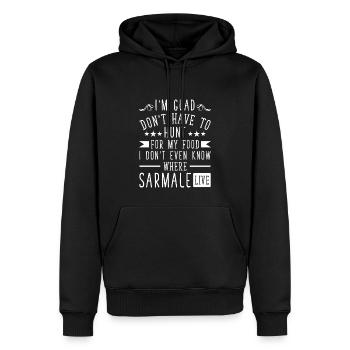 Ich weiß nicht, wo Sarmale lebt - Männer Premium Bio Hoodie - Schwarz - Vorne - Nico (187cm)