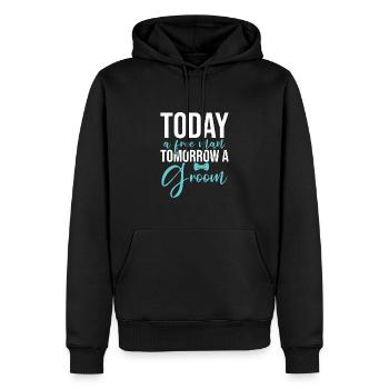 Demain Un marié | Enterrement de vie de gar - Sweat à capuche Premium bio Homme - noir - Devant - Nico (187cm)