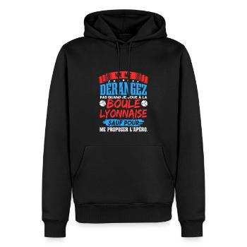 Boule Lyonnaise Bouliste - Sweat à capuche Premium bio Homme - noir - Devant - Nico (187cm)