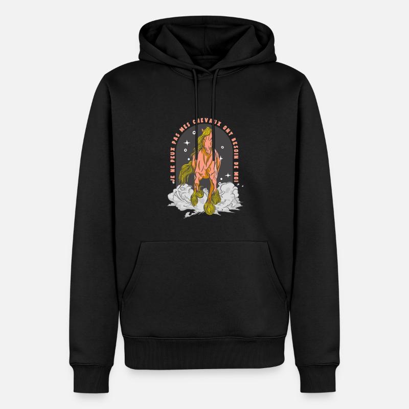 Fille Cheval Équitation - Sweat à capuche Premium bio Homme - noir