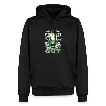 Ich bin der Coder-Typ - Männer Premium Bio Hoodie - Schwarz - Vorne - Nico (187cm)