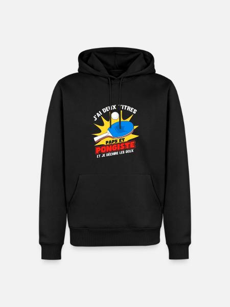 Papy Et Pongiste - Sweat à capuche Premium bio Homme - noir
