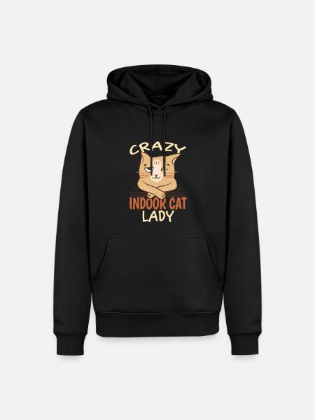 Crazy Indoor Cat Lady - Sweat à capuche Premium bio Homme - noir
