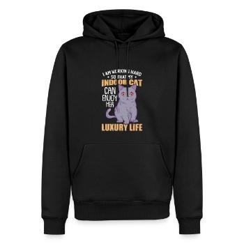Lustiger Indoor-Katzenhumor - Männer Premium Bio Hoodie - Schwarz - Vorne - Nico (187cm)