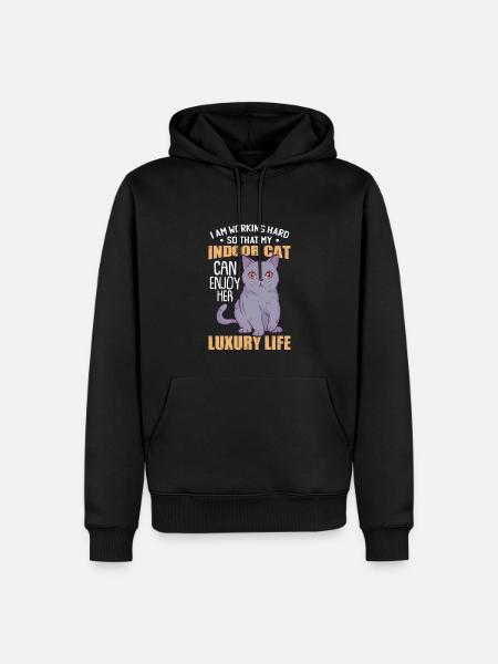 Drôle d’humour de chat d’intérieur - Sweat à capuche Premium bio Homme - noir