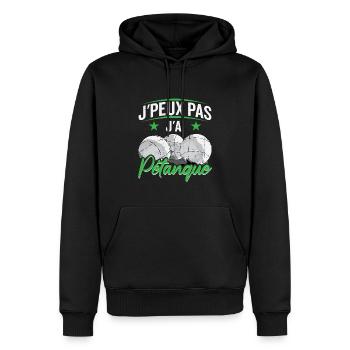 J'ai Pétanque - Sweat à capuche Premium bio Homme - noir - Devant - Nico (187cm)