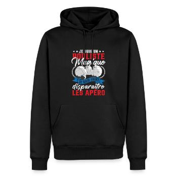 Cadeau Humoristique Pétanque Boccia Pétanque - Sweat à capuche Premium bio Homme - noir - Devant - Nico (187cm)