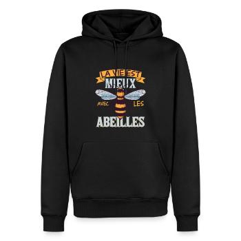 La Vie Est Mieux Avec Les Abeilles - Sweat à capuche Premium bio Homme - noir - Devant - Nico (187cm)