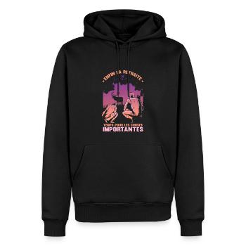 Retraite Chasseur - Sweat à capuche Premium bio Homme - noir - Devant - Nico (187cm)