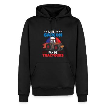Enfant Tracteur Garcon - Sweat à capuche Premium bio Homme - noir - Devant - Nico (187cm)