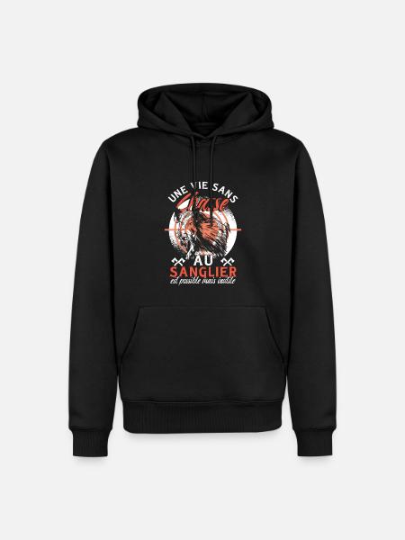 Chasseur De Sanglier - Sweat à capuche Premium bio Homme - noir