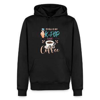 Alimenté par la K-Pop et le café - Sweat à capuche Premium bio Homme - noir - Devant - Nico (187cm)