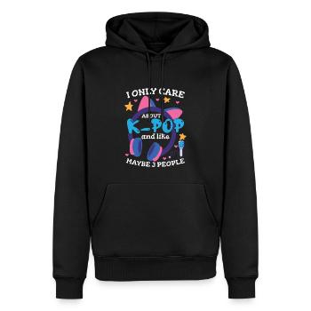 Je ne me soucie que de la K-Pop et j’aime 3 personnes - Sweat à capuche Premium bio Homme - noir - Devant - Nico (187cm)