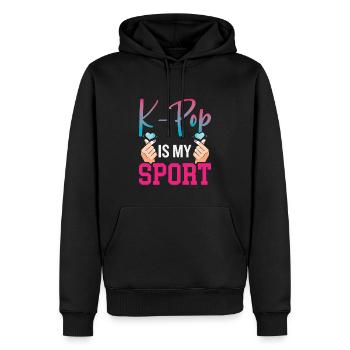 La K-pop est mon sport - Sweat à capuche Premium bio Homme - noir - Devant - Nico (187cm)