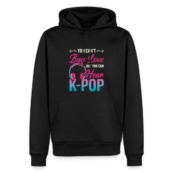 Vous pouvez entendre K-Pop - Sweat à capuche Premium bio Homme - noir - Devant - Nico (187cm)