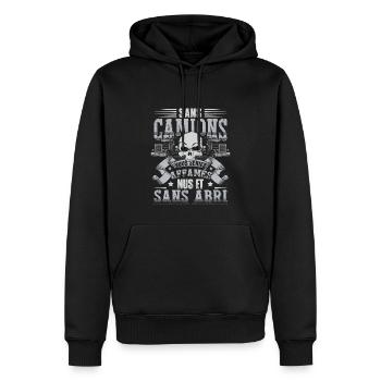 Camionneur Conducteur Humour Camion - Sweat à capuche Premium bio Homme - noir - Devant - Nico (187cm)