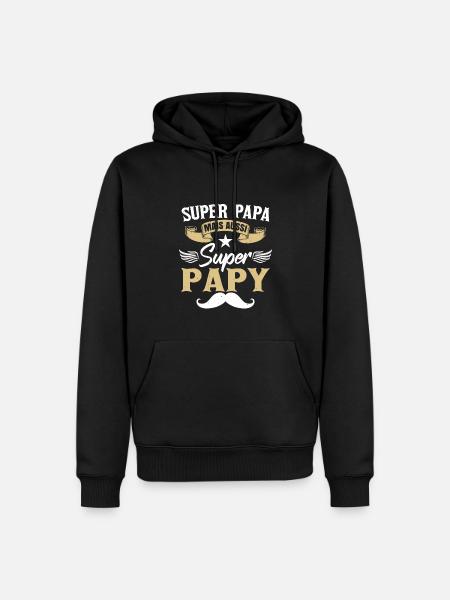 Super Papa Papy - Sweat à capuche Premium bio Homme - noir