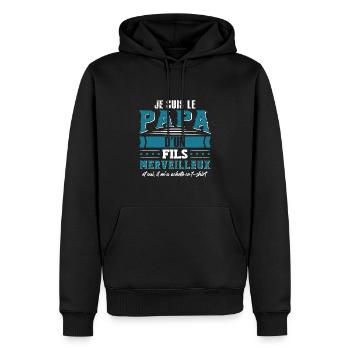 Je Suis Le Papa D'Un Fils Merveilleux - Sweat à capuche Premium bio Homme - noir - Devant - Nico (187cm)