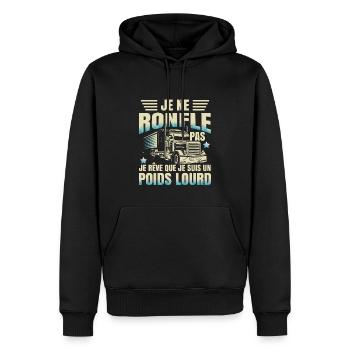 Camionneur Poids Lourd Humour Camion - Sweat à capuche Premium bio Homme - noir - Devant - Nico (187cm)