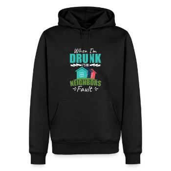 Drôle de voisin ivre Quartier - Sweat à capuche Premium bio Homme - noir - Devant - Nico (187cm)