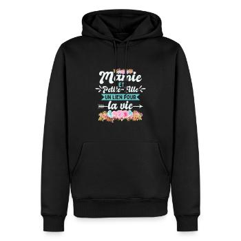 Mamie Et Petite Fille | Fête Des Mères - Sweat à capuche Premium bio Homme - noir - Devant - Nico (187cm)