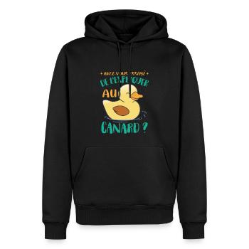 Canard Humour - Sweat à capuche Premium bio Homme - noir - Devant - Nico (187cm)